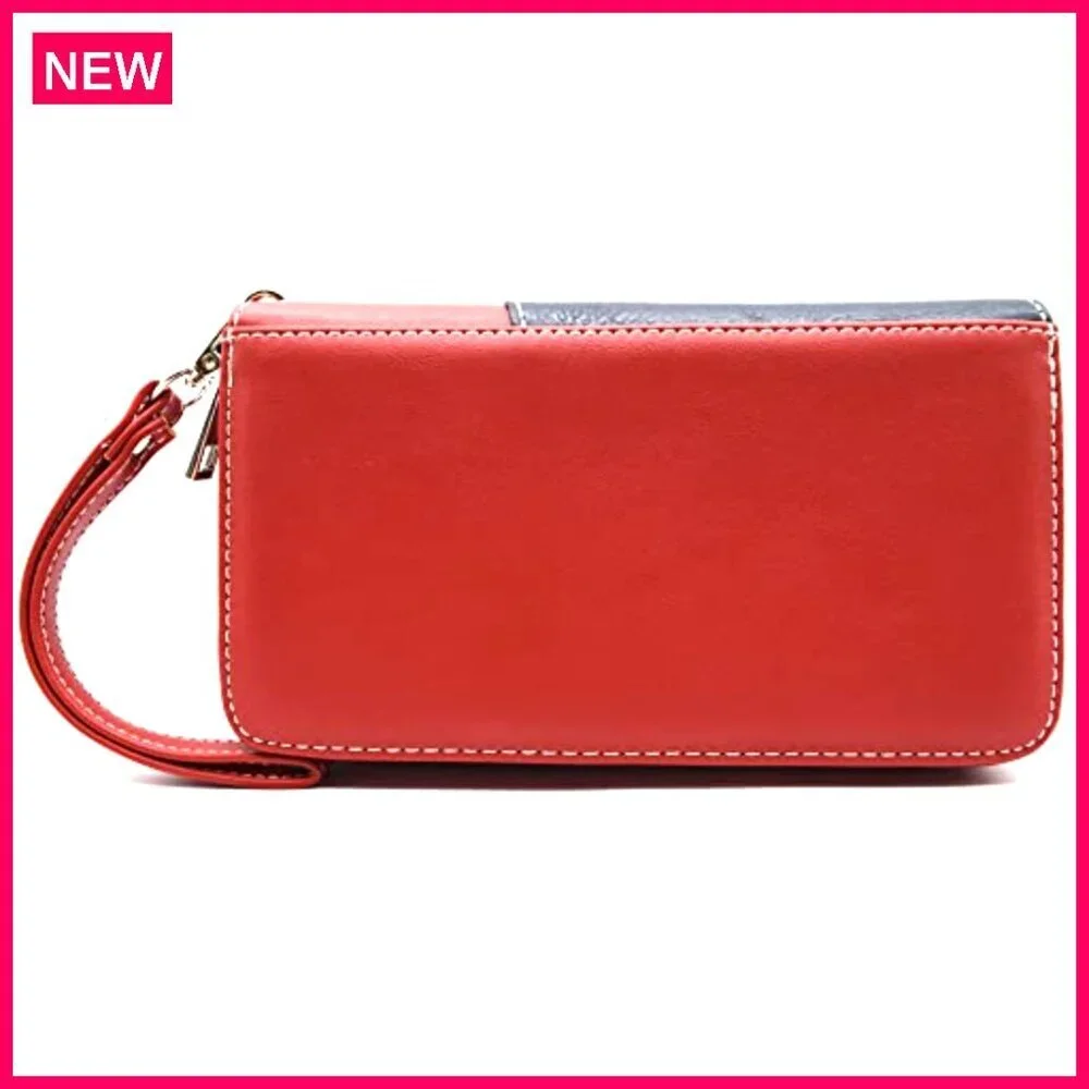 Patriotic Leather Shoulder Bag with Wallet Set, Top Handle Design